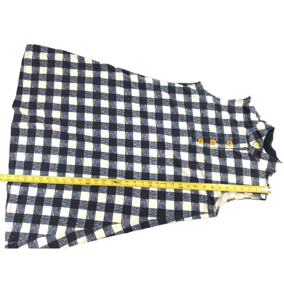 Duffield Lane Checkered cotton spandex sleeveless Large button detail dress US L - Picture 11 of 16